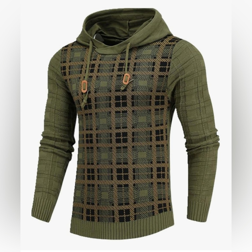 Men's hoodie with multicolored striped design for autumn and spring